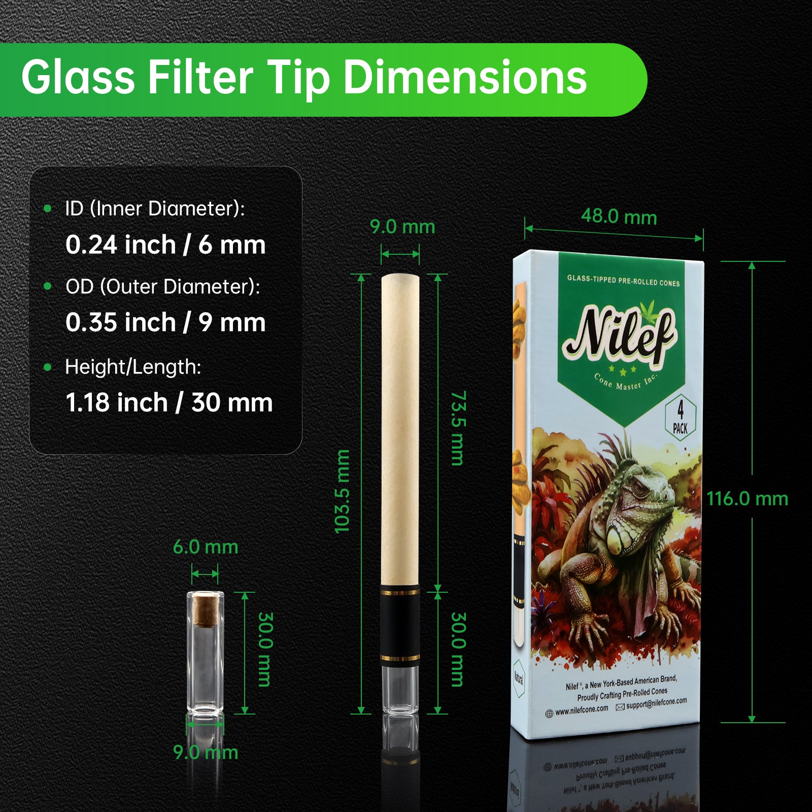 Glass Filter Tip Pre-Rolled Cones | 84mm Natural Paper Cones | 40 Pack ...