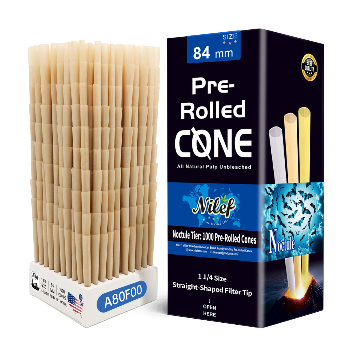 Nilef 1 1/4 Size Pre Rolled Cones 84mm/26mm Wholesale
